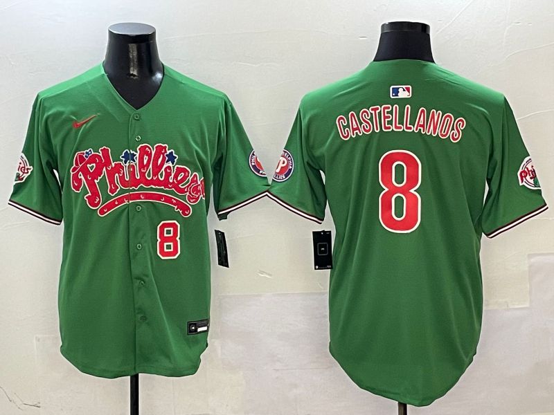 Men Philadelphia Phillies #8 Castellanos Green Fourth generation Joint Name Nike 2025 MLB Jersey style 4